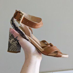 Vince Camuto Signature Snake Printed Heels, very narrow